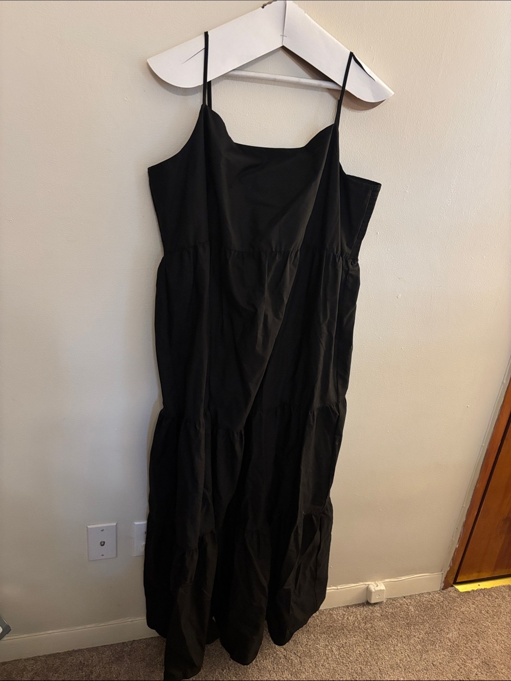 GAP Maternity Black Spaghetti-Strap Tiered Maxi Dress